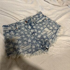 Blue Star Jean Shorts